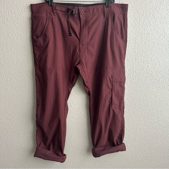 Prana Stretch Zion II Maroon Cacao Slim Fit Convertible Pants - Picture 11 of 14